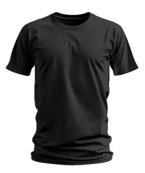 Elegant Black Crew Neck T-Shirt. png