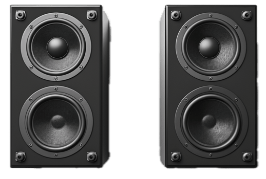 Black High-Fidelity Floorstanding Speakers. png