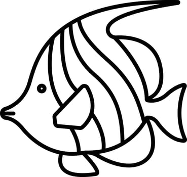 Heniochus Fish outline illustration vector
