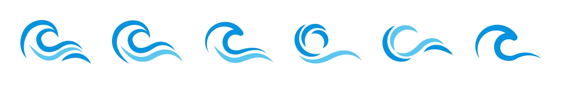 Water wave icon set. Wave symbol collection. Ocean wave, water logo. EPS 10 vector