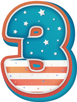 USA Alphabet Lettering Number 3 png