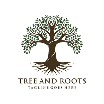 Tree and root company logo design vector