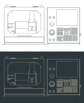 Desktop CNC router machine blueprints vector