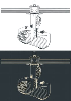 Overhead crane with bunching grab drawings vector