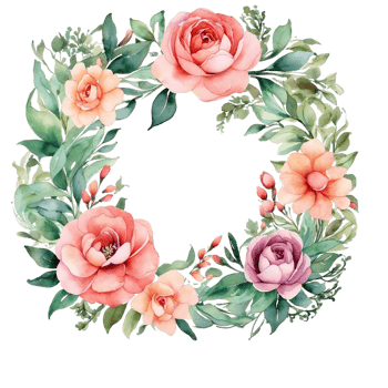 Watercolor flower, Watercolor round frame flower design png