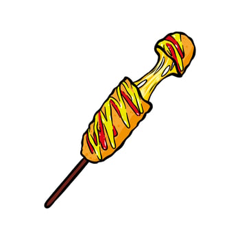 sausage hand drawn illustration with color vector