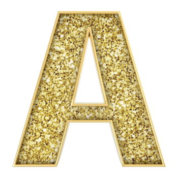 A Font Gold 3D Render png