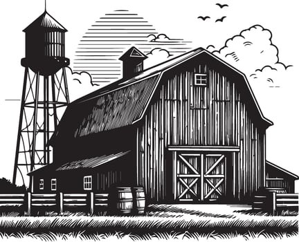Barn silhouette on white background. Barn logo vector