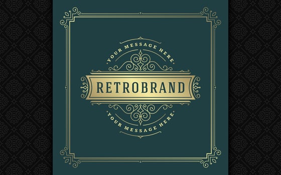 Vintage logo elegant flourishes line art graceful ornaments victorian style template design vector