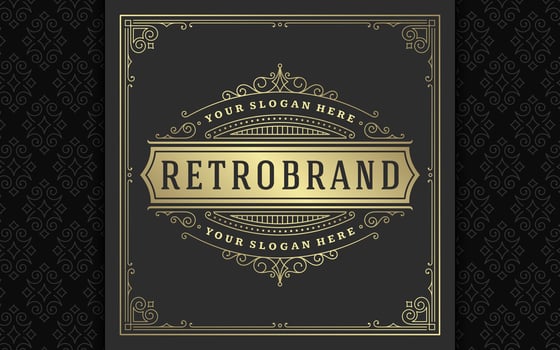 Vintage logo elegant flourishes line art graceful ornaments victorian style template design vector