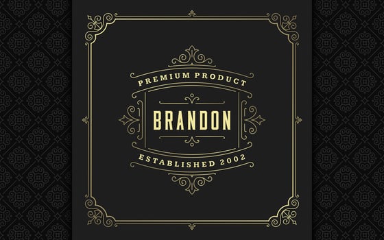 Vintage logo elegant flourishes line art graceful ornaments victorian style template design vector
