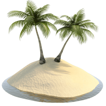 Small Island With Two Palm Trees on transparent background. Generative by AI png