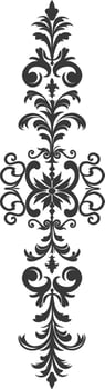 Silhouette vertical line divider with Baroque ornament black color only vector