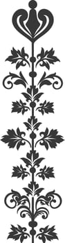 Silhouette vertical line divider with Hearth shape Baroque ornament black color only vector