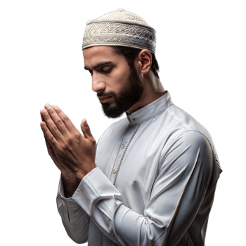Young Man in Traditional Attire Engaged in Prayer With Hands Together png