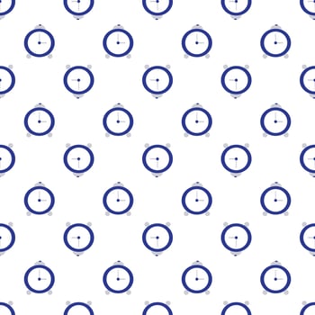 Simple blue alarm clock. Seamless pattern. illustration. vector