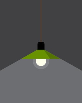 lamp post on dark background with spotlight. vector