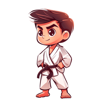 Cute boy in karate uniform png