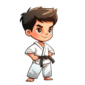 Cartoon young man training karate png