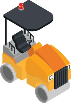 Isometric Road Roller with Roof vector