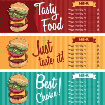 colored hand drawing burger banner or poster vector
