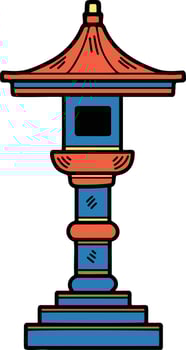 A tall, colorful pole with a red roof vector
