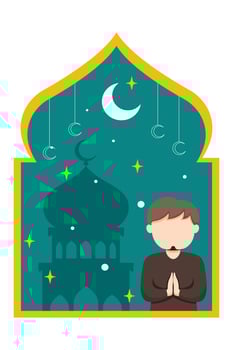 Ramadan Kareem Flat Illustration Design vector
