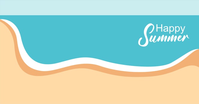 illustration of sea waves background in flat style. Summer banner template. vector