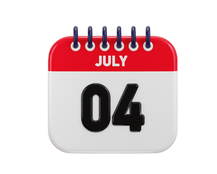04th of July calendar date icon 3d rendering illustration png