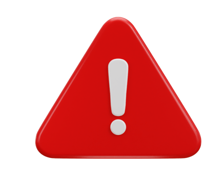 exclamation sign warning or danger risk message alert problem icon 3d render png