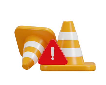 3d highway traffic cone with warning sign concept of road danger icon illustration png