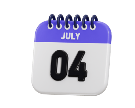 04th of July calendar date icon 3d rendering illustration png