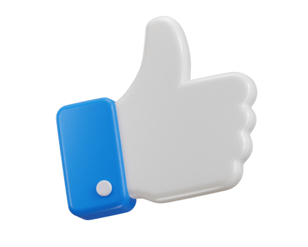 Thumbs up like icon 3d rendering illustration png
