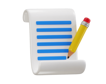 Paper and pencil icon 3d rendering illustration png