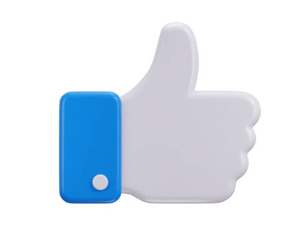 Thumbs up like icon 3d rendering illustration png