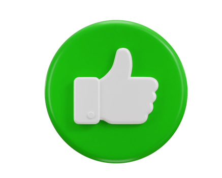 Thumbs up like icon 3d rendering illustration png