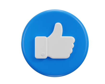 Thumbs up like icon 3d rendering illustration png