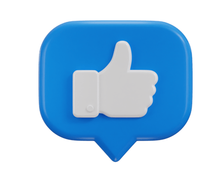 Thumbs up like icon 3d rendering illustration png