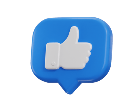 Thumbs up like icon 3d rendering illustration png