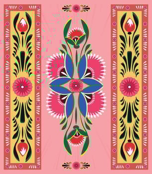 A set of floral borders with a border of flowers Colorful Rickshaw painting vector