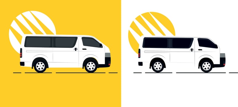 Micro car with yellow background and side view car vector