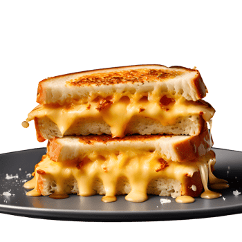 Cheese toasted sandwich on plate isolated on transparent background, cut out, or clipping path. png