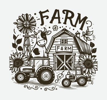 Hand Drawn Vintage Farm Logo vector