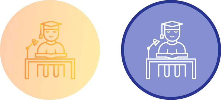 Unique Studying on Desk Icon Design vector