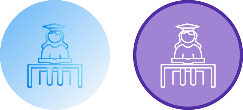 Unique Female Student Studying Icon Design vector
