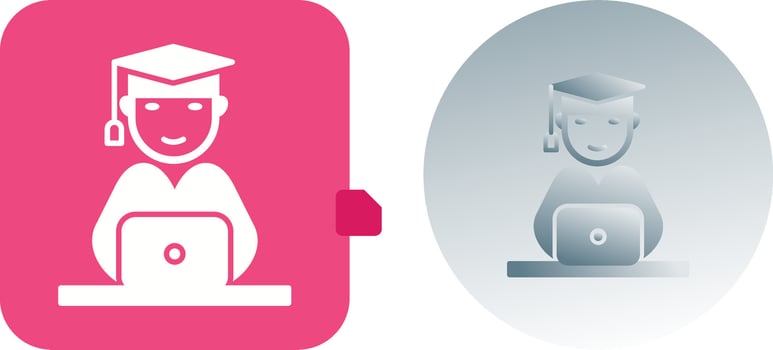 Unique Studying on Laptop Icon Design vector