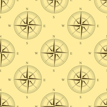 Travel Pattern Compass. Seamless graphic for textiles, wallpapers, backgrounds. vector