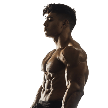 Bodybuilder man standing for workout training, isolated on transparent background png