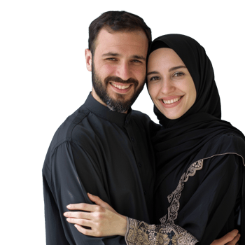 Young Muslim Couple Husband and wife isolated on transparent background, AI png