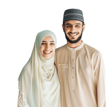 Young Muslim Couple Husband and wife isolated on transparent background, AI png